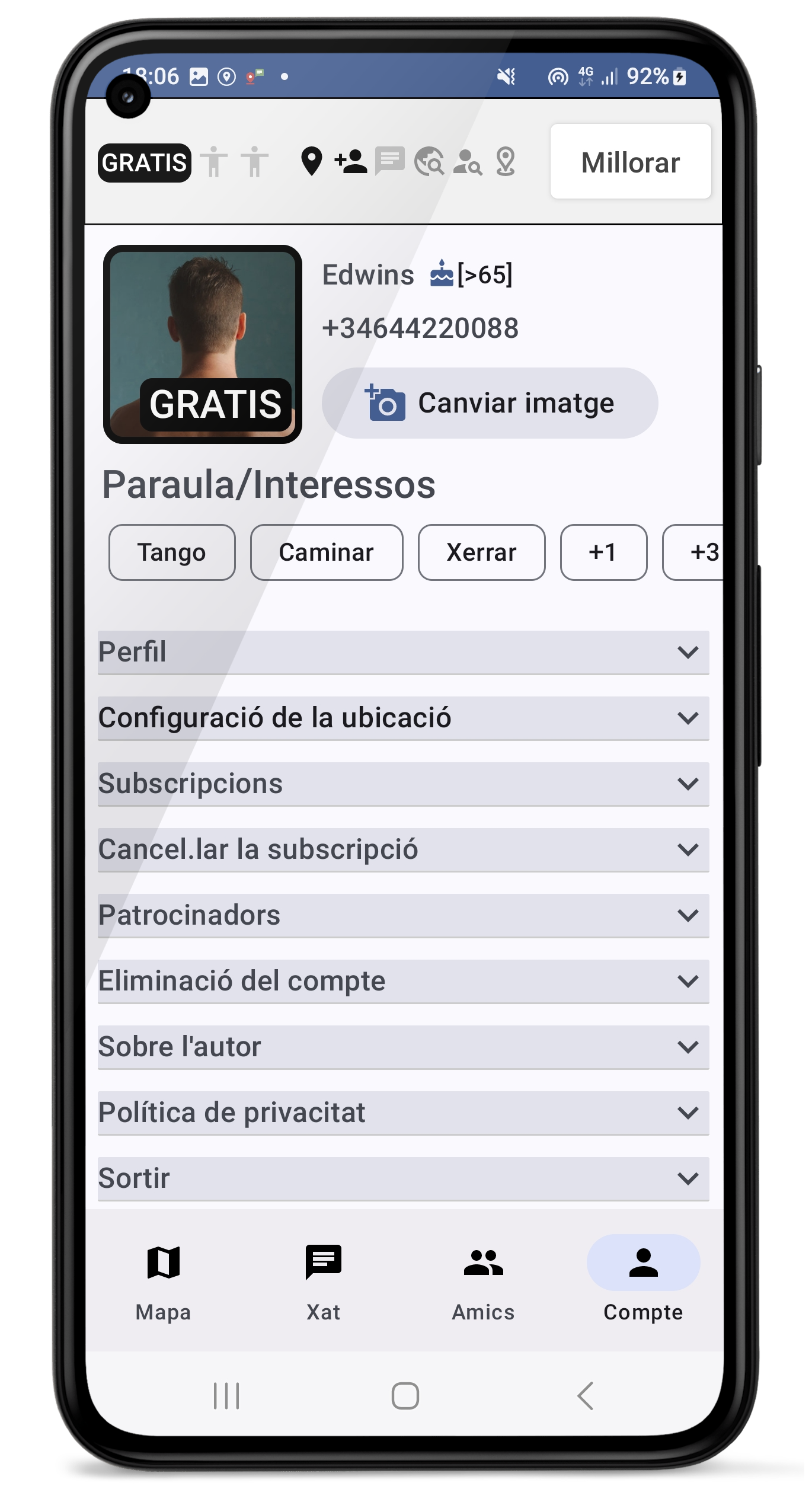 Perfil i interessos d'usuari per a la concordança AI