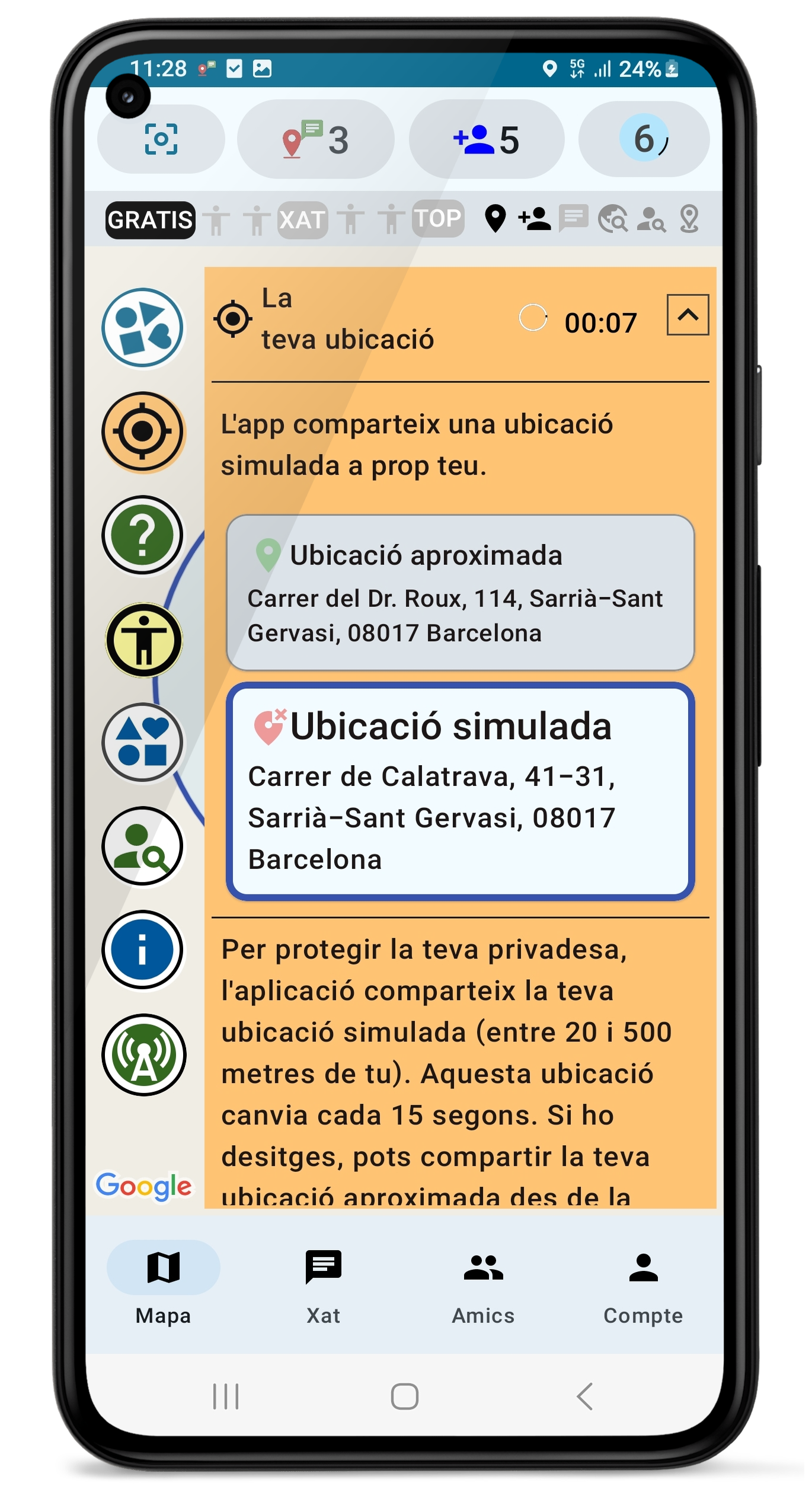 Simulació d'ubicació per a la privacitat